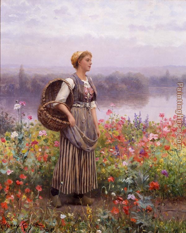 The Flower Girl painting - Daniel Ridgway Knight The Flower Girl art painting